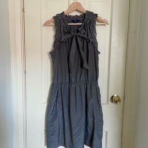 Gap Ruffle Neck Dress in Slate Gray